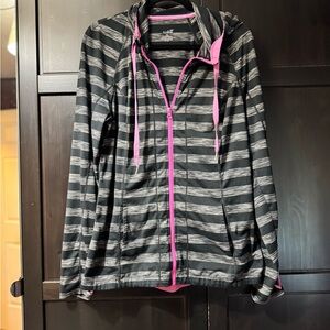 Lukka Black and Gray Utility Jacket with Striped Design
